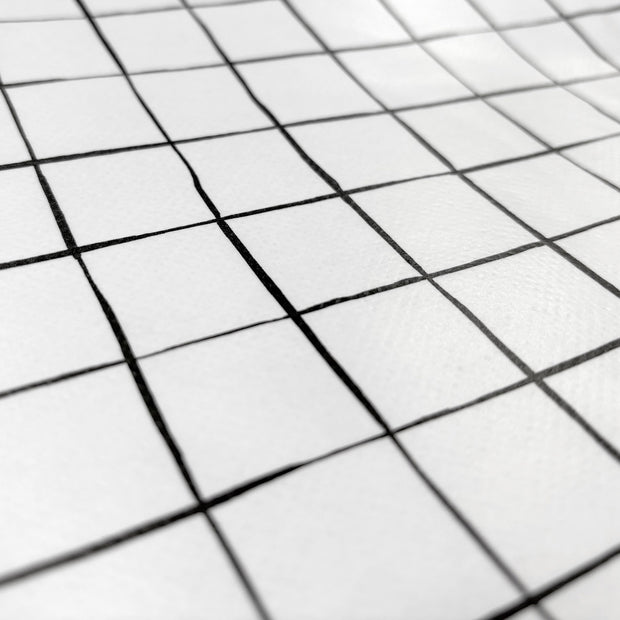 Coated Tablecloth fabric Checks Off White