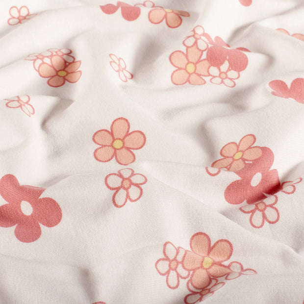 Jersey fabric Flowers Off White