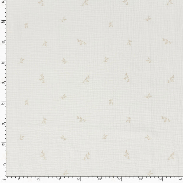 Muslin fabric Twigs Off White