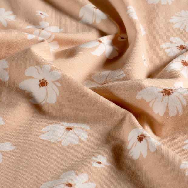 Jersey tissu fleurs Rose