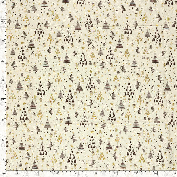 Cotton Poplin fabric Christmas Off White
