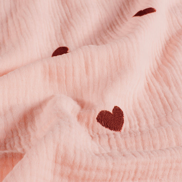 Muslin fabric Hearts Light Pink