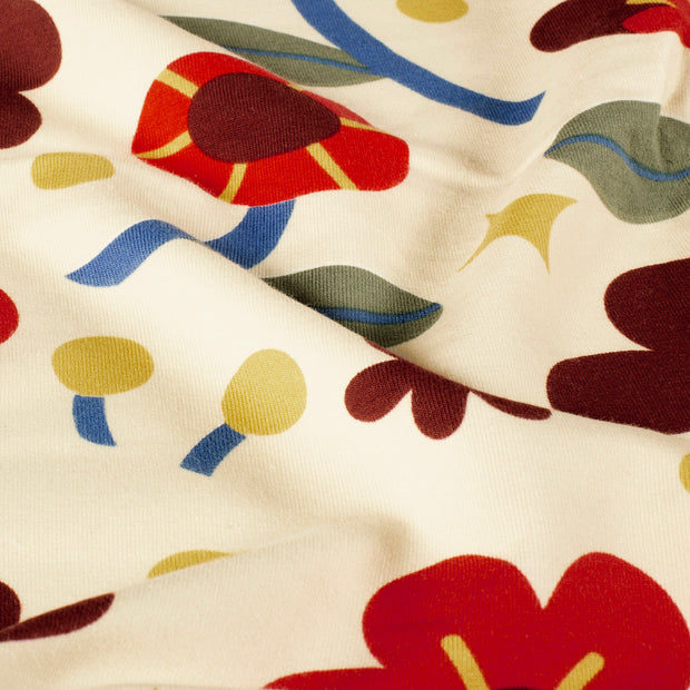 French Terry fabric Flowers Beige