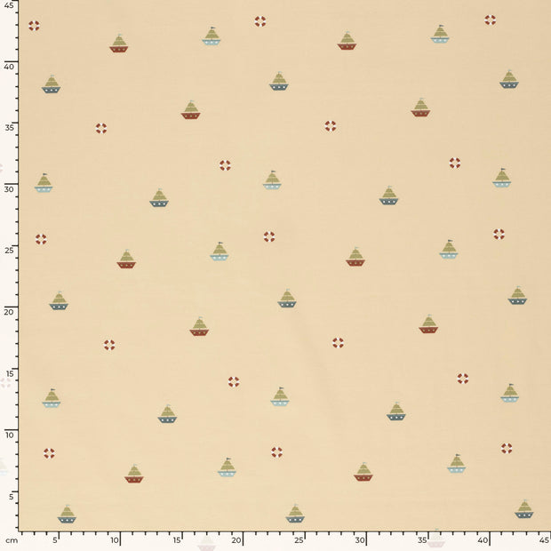 Jersey tissu voiliers Beige