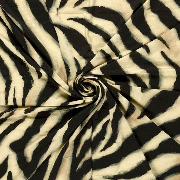Viscose Vortex Jersey fabric Beige digital printed 