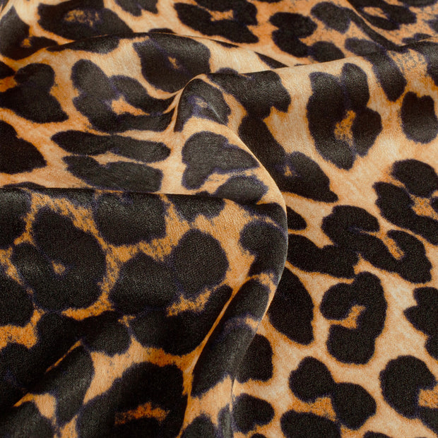 Satin Velvet fabric Leopards Brique