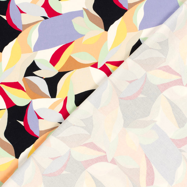 Cotton Satin fabric Leaves printed 