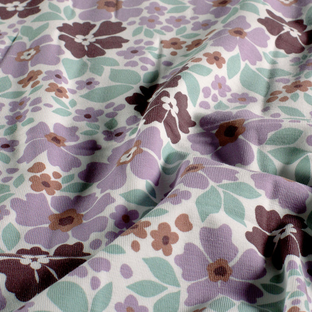 Jersey fabric Flowers Off White