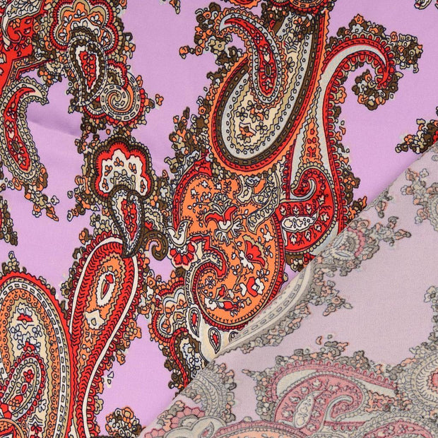 Satin fabric Paisley printed 