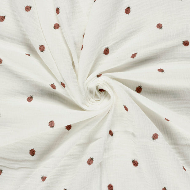 Muslin fabric Off White printed 