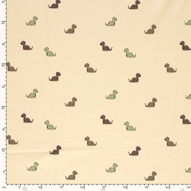 Jersey fabric Dinosaurs Beige