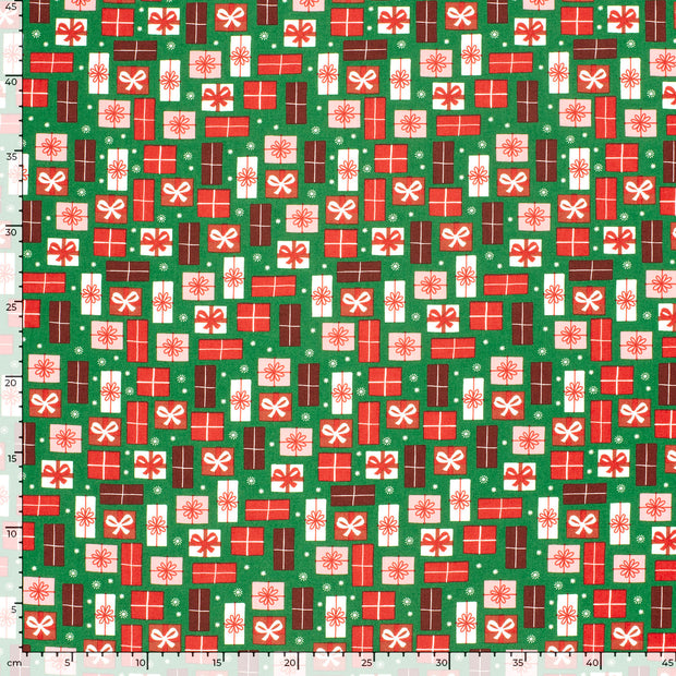 Cotton Poplin fabric Christmas Green