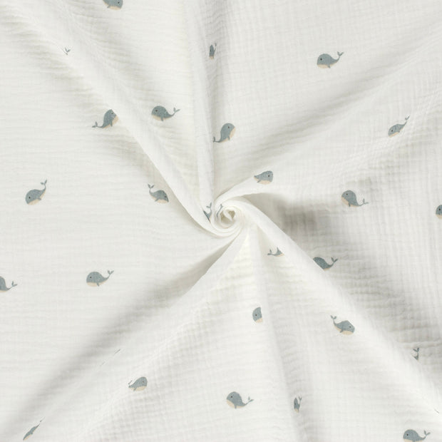 Muslin fabric Off White dyed and printed 