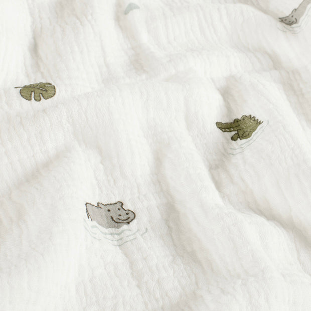 Muslin fabric Animals Off White