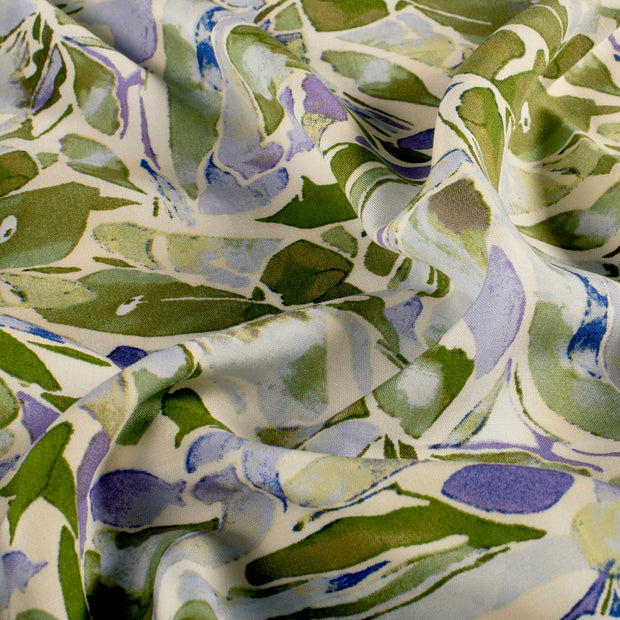 Viscose Poplin fabric Flowers Green