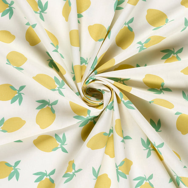 Cotton Poplin fabric Off White printed 