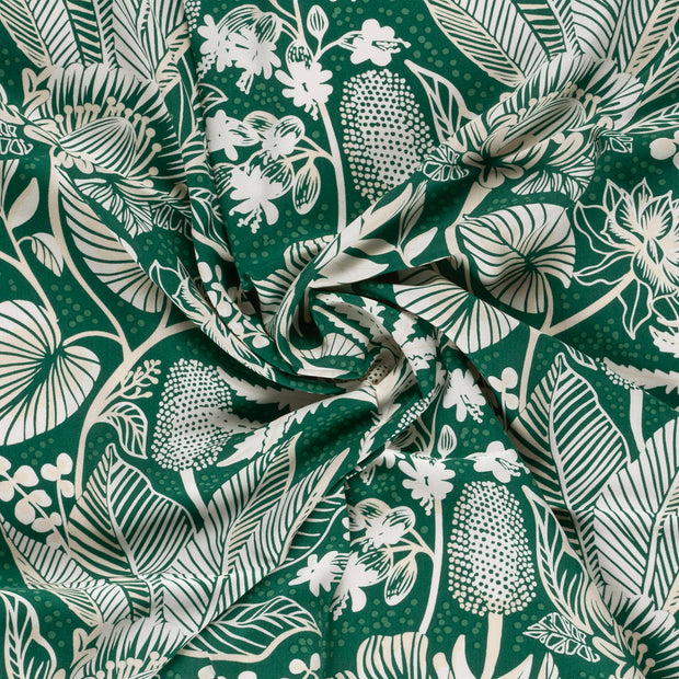 Bamboo Poplin fabric Green printed 
