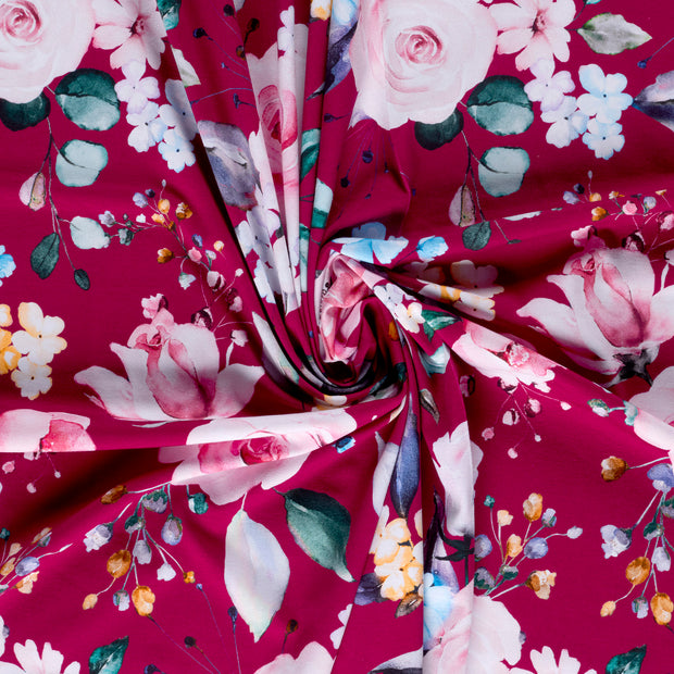 Jersey fabric Wine red digital printed 