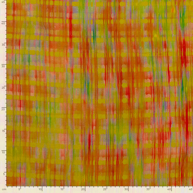 Woven Viscose Linen fabric Abstract Lime Green