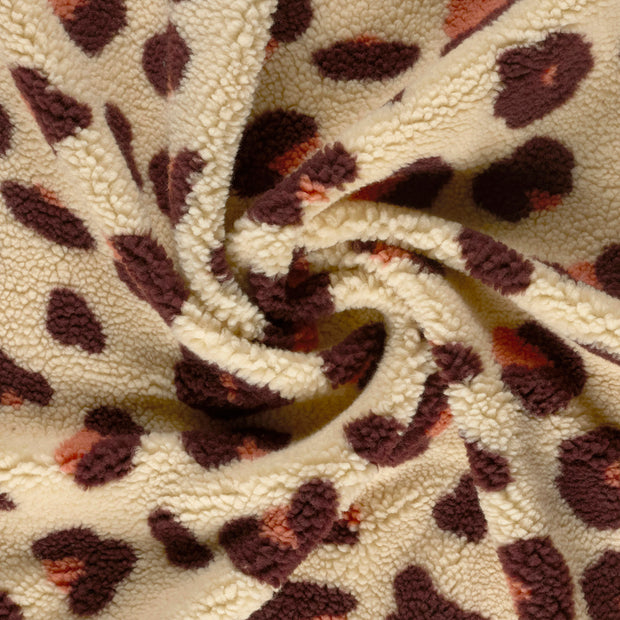 Sherpa Fleece fabric Beige printed 