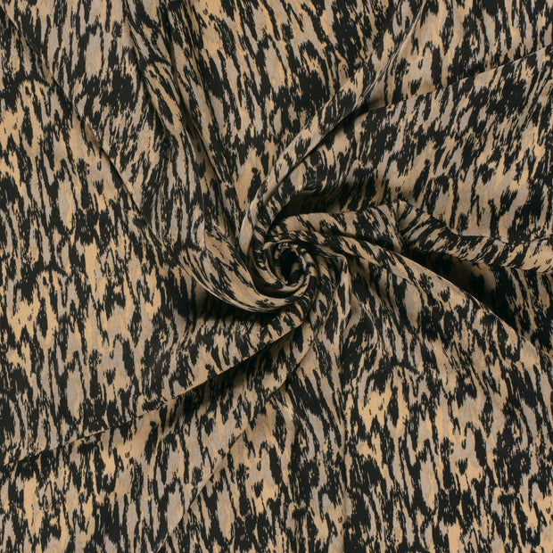Satin Velvet fabric Beige printed 