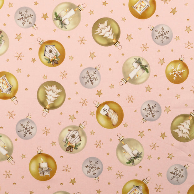 Cotton Poplin fabric Christmas Light Pink