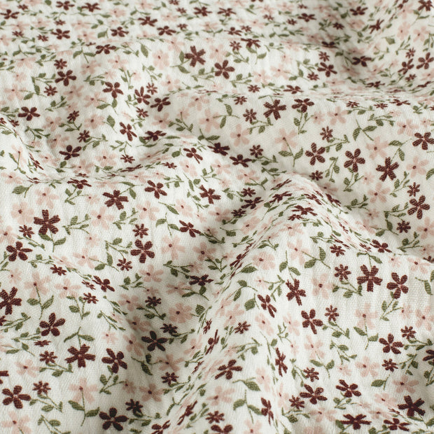 Muslin fabric Flowers Off White