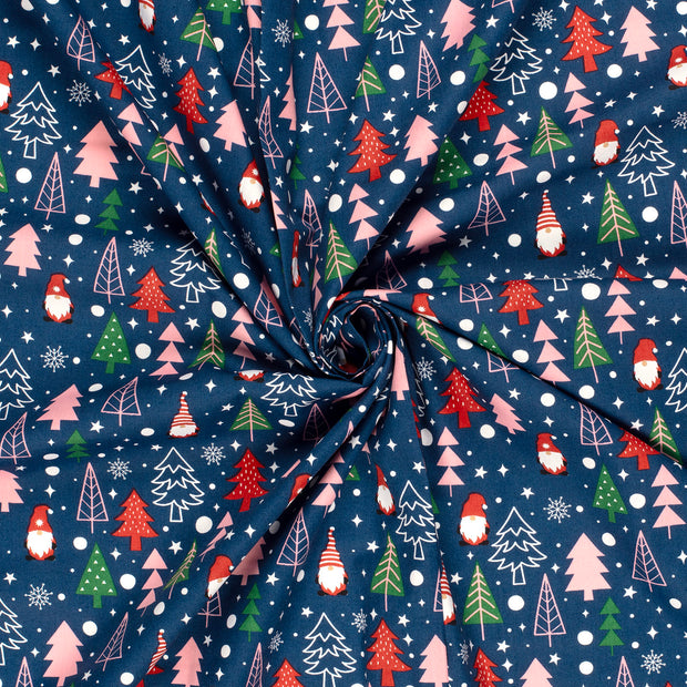 Cotton Poplin fabric Navy printed 