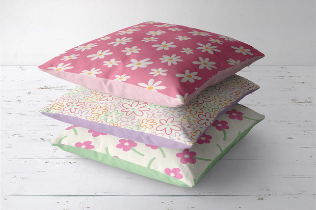 Cotton Poplin fabric Flowers Off White