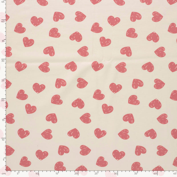 Jersey fabric Hearts Nude