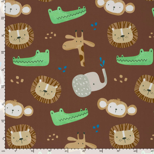 Softshell fabric Animals Brown