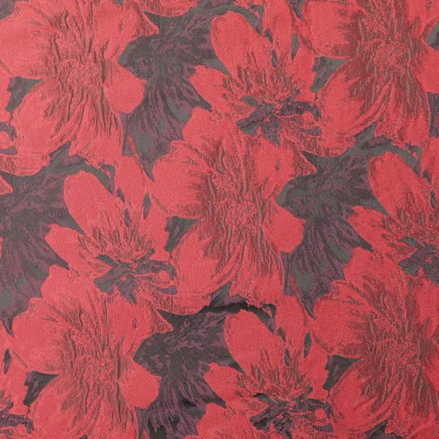 Jacquard fabric Flowers Bordeaux