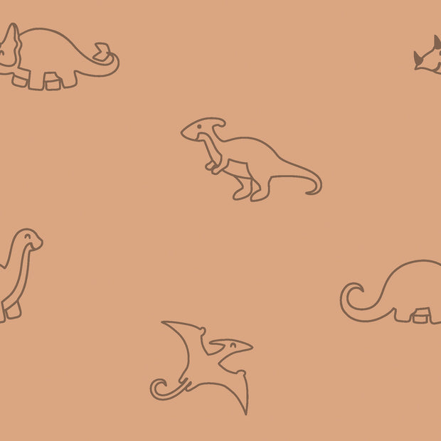 Stretch terry fabric Dinosaurs Pink