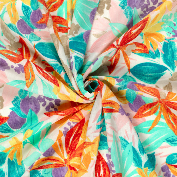 Linen Look fabric Off White printed 