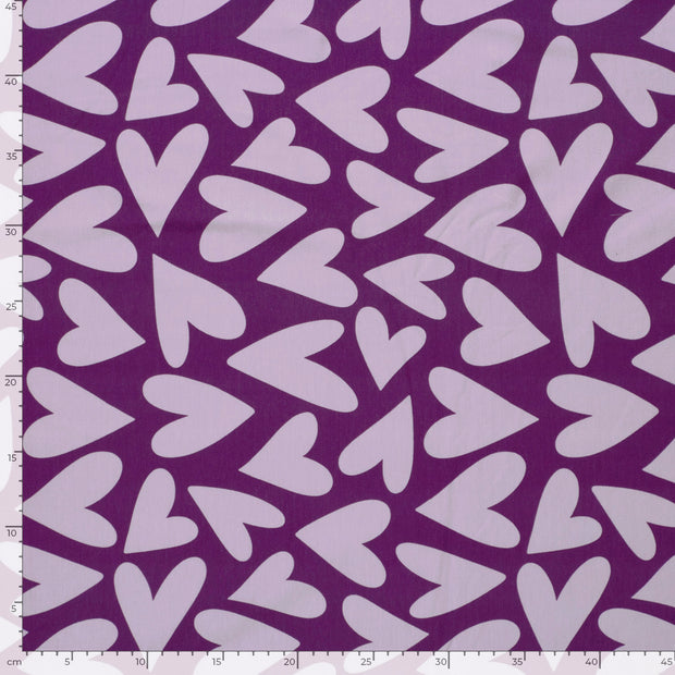 Jersey fabric Hearts Lila