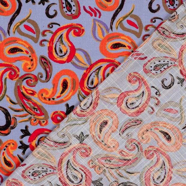 Woven Cotton Viscose fabric Paisley slub printed 