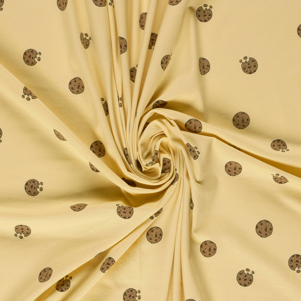 Jersey tissu Beige imprimé 
