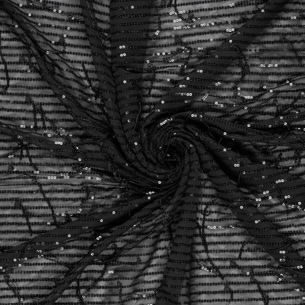 Mesh fabric Black Sequins 