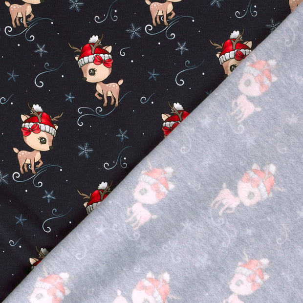 French Terry fabric Deer brushed and digital printed 