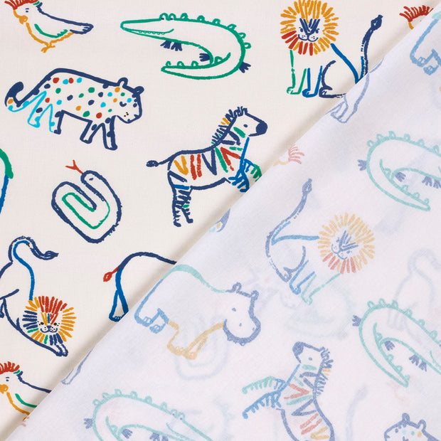 Cotton Poplin fabric Animals printed 