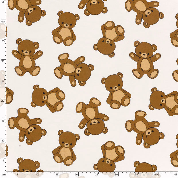 French Terry fabric Bears Off White