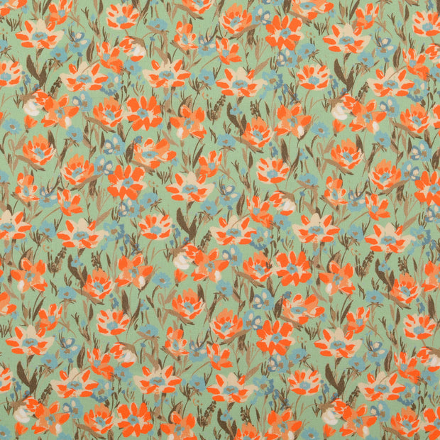 Cretona tela Flores Menta