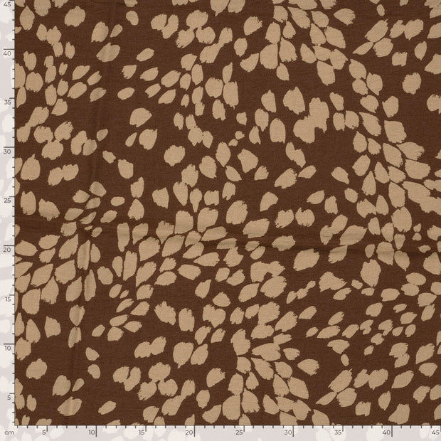 Viscose Nylon Crepe fabric Flowers Brown