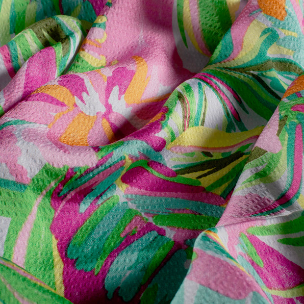 Polyester Bubble fabrik Blumen Hellblau