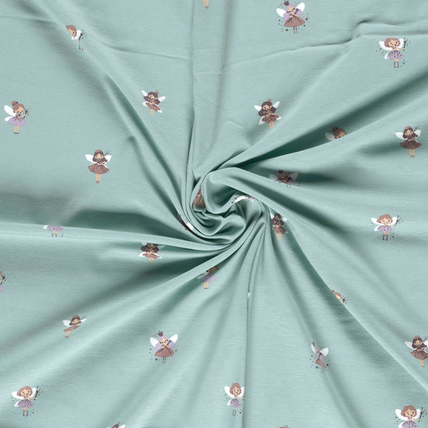 Jersey fabrik Babyblau bedruckt 
