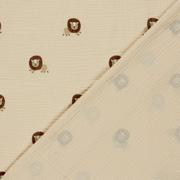 Muslin fabric Lions printed 