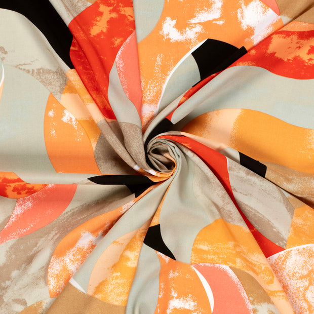 Bamboo Poplin fabric Beige printed 
