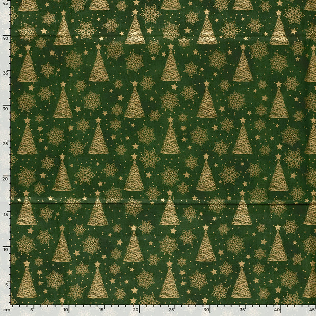  fabric Snowflakes Dark Green