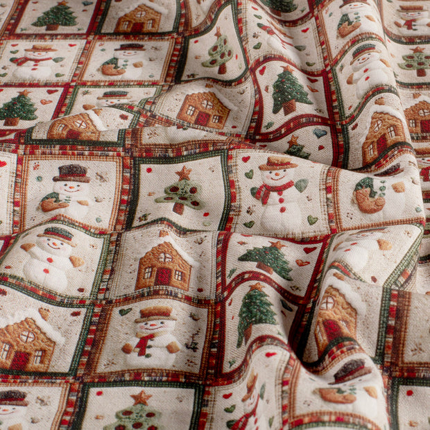 Cotton Poplin fabric Christmas Off White
