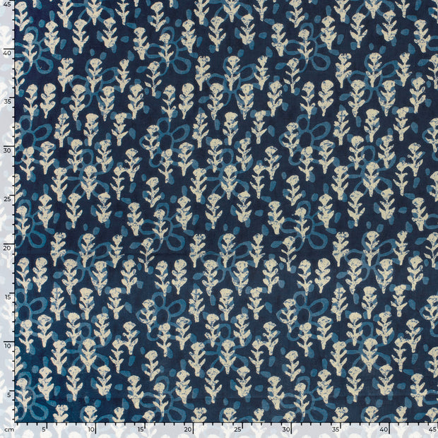Voile fabrik Abstrakt Indigoblau